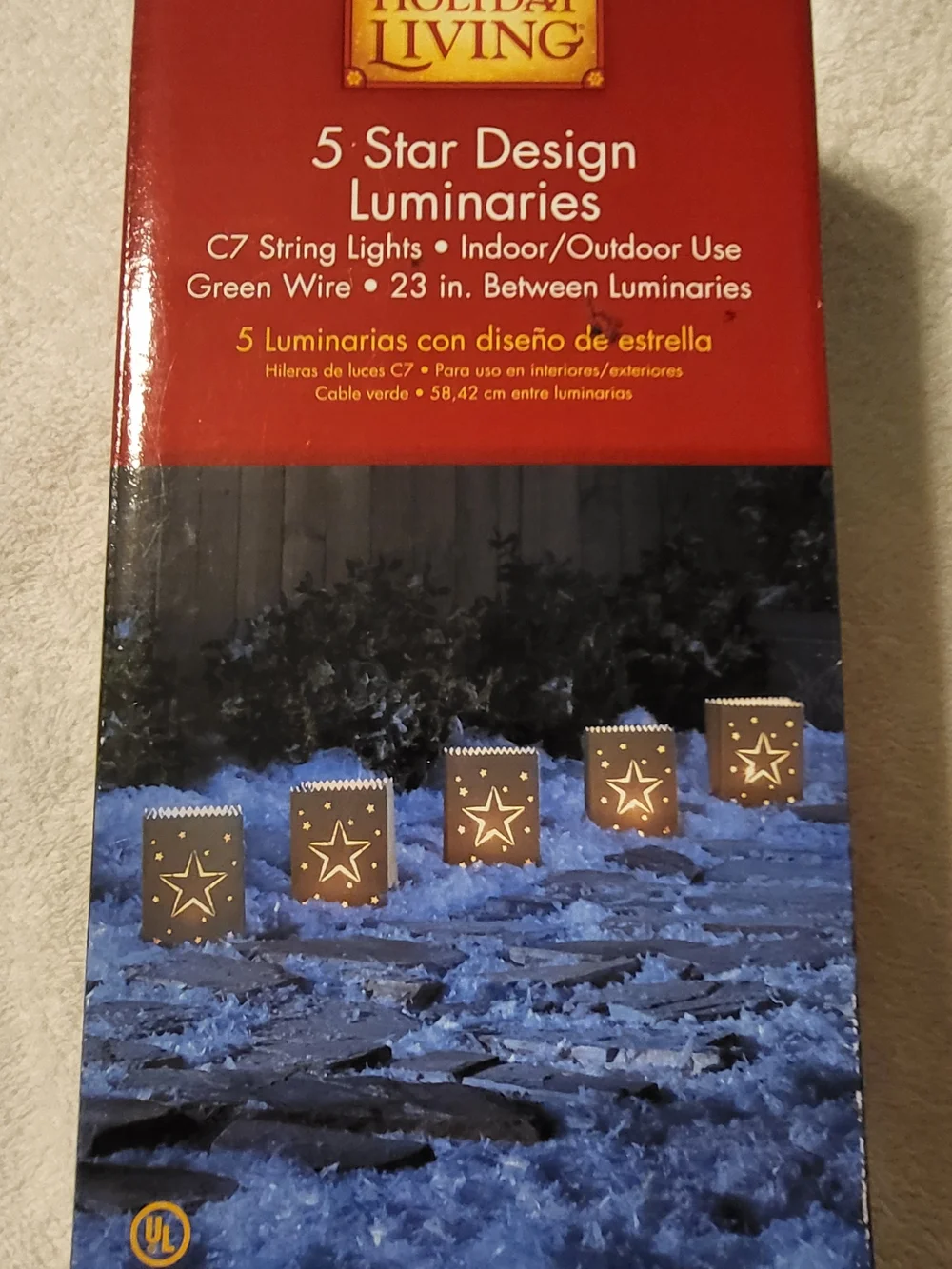Holiday Living 5 Star Luminaries Indoor/Outdoor C7 String Lights Christmas Decor